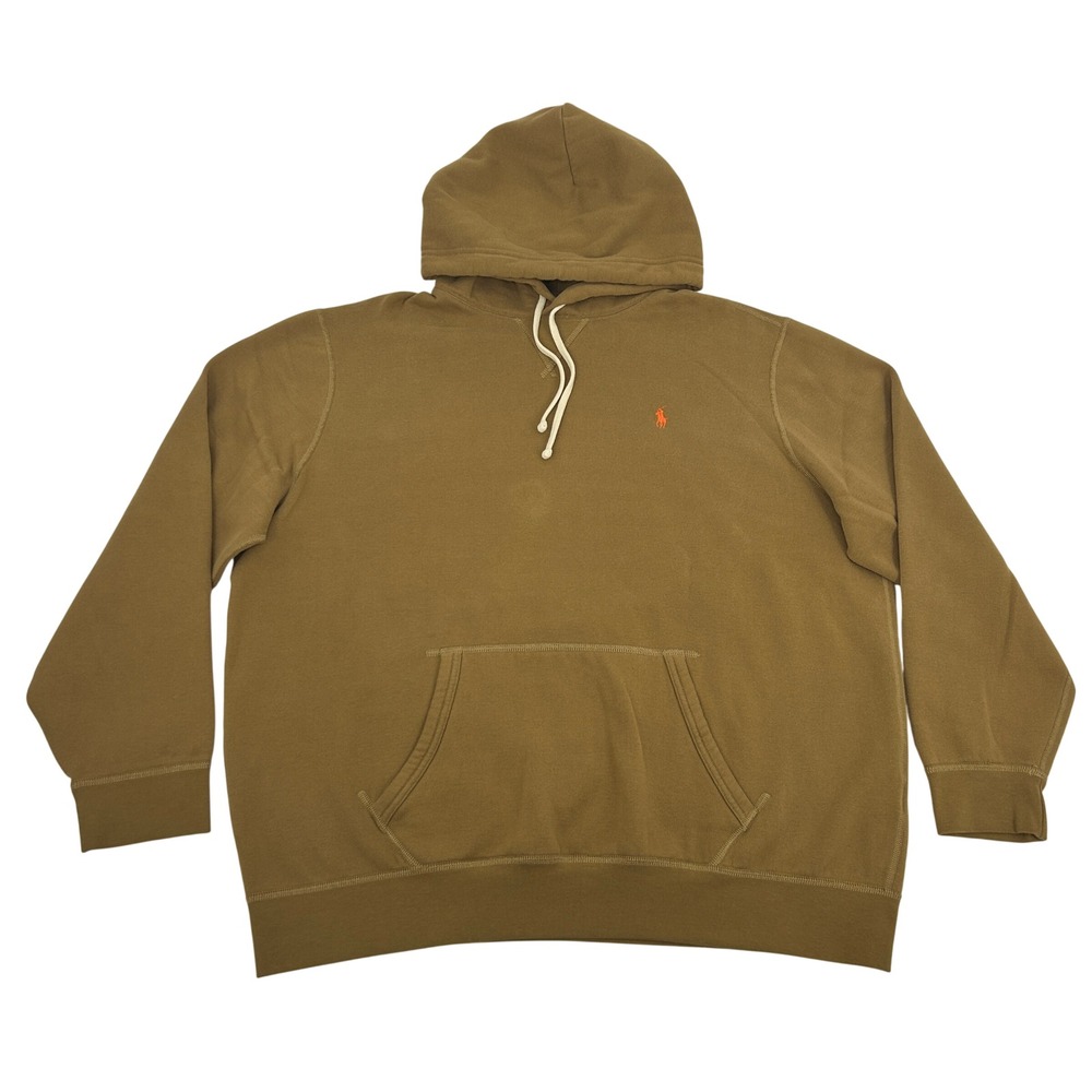 Polo Ralph Lauren Hoodie Men XXL Brown RL Fleece Long Sleeve Pony Sweatshirt